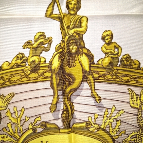 🔱 Rare Hermès authentic like new silk scarf w/envelope. Vaisseaux et Frégates. - Picture 11 of 17